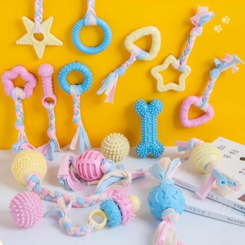 Dog Toy Ball Pet Rubber Tooth Cleaning Chewing Dog Toys for Small Dogs Bite Resistant Dog Toy Pet Teething Dog Chew Toys