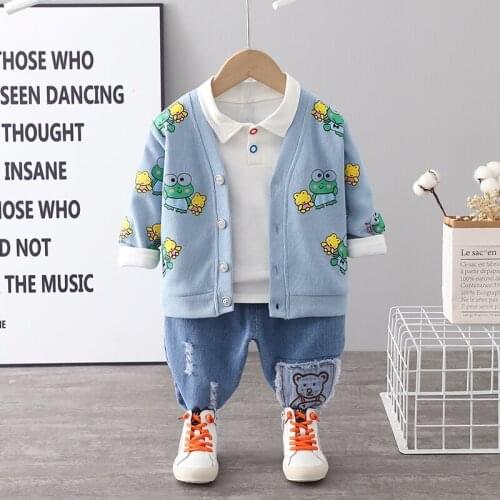 HYLKIDHUOSE Toddler Infant Cartoon Coats T Shirt Pants Autumn Baby Boys Girls Clothing Sets Children Kids Casual Clothes Outfit