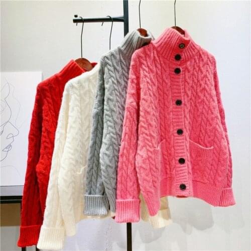 Autumn Winter Thick Warm Cardigan Sweater Women Twist Knitted Jacket Loose Sweater Coat Women Korean Knitted Cardigan Outwear