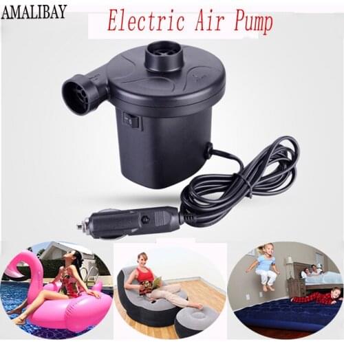 Portable Car Electric Air Pump Quick-Fill Inflator Mattress Pump for Camp Bed Rafts Pool Float Pool Toy Outdoor and Indoor