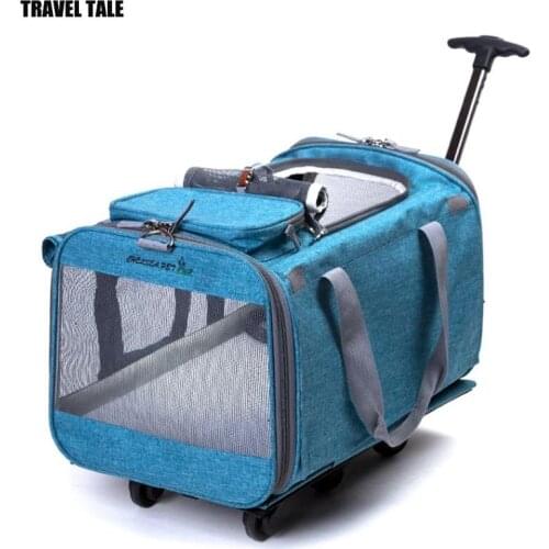 TRAVEL TALE Foldable Dog pets case trolley luggage bag for pets