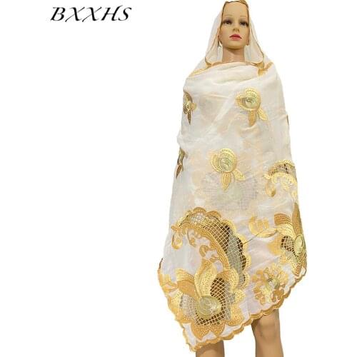 African Women Scarf Shawl Winter Chiffon Embroider Hijabs Muslim Fashion Headscarf Turkey India Shawl for Women Arabic BX-053