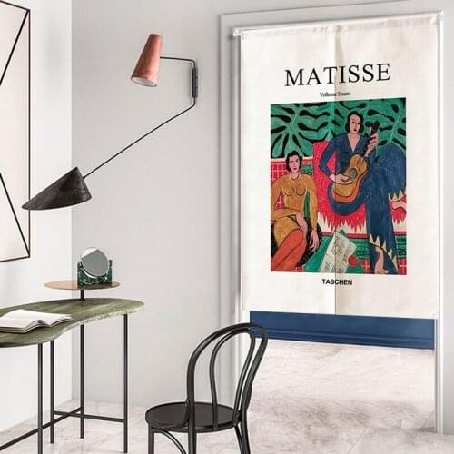 Japanese Half Hanging Door Curtain Literary Retro Pattern Home Bedroom Kitchen Entrance Decor Fengshui Printed Doorway Curtain