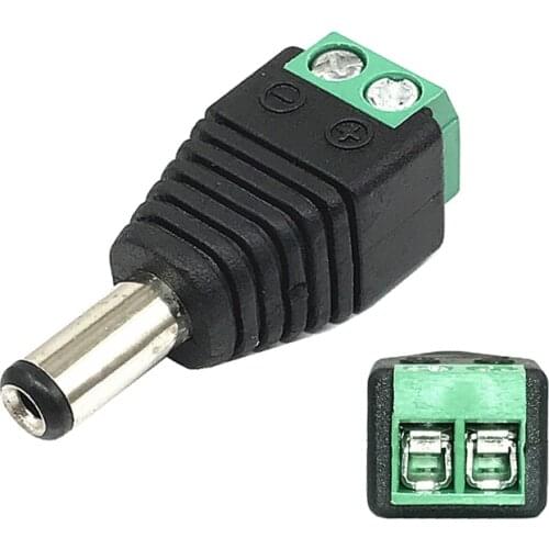 10Pcs 12V 2.1 x 5.5mm DC Power Male Plug Jack Adapter Connector Plug for CCTV single color LED Light