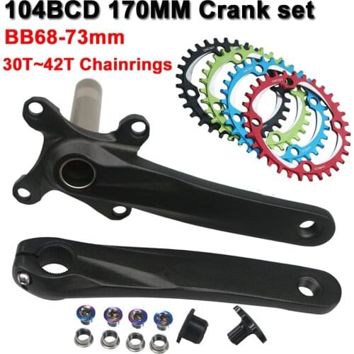 104BCD MTB mountain Road Bicycle Crankset 170mm BMX Bike Crank set Bottom 68BB Single speed Chainring fit shimano deore parts