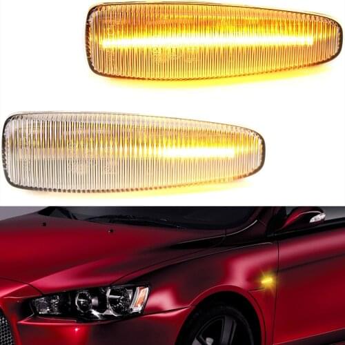 2 Pcs Dynamic Amber LED Side Marker Turn Signal Repeater flowing flash light For Mitsubishi Lancer Evolution X Outlander Mirage
