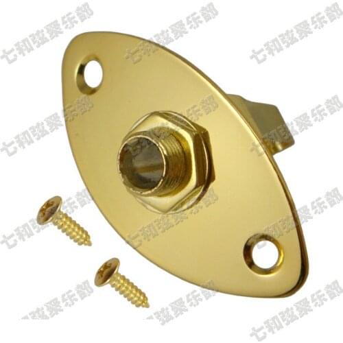 2 Pcs Gold Oval Style 1/4" Guitar Jack 6.35mm output Input Plug Socket for Electric Bass Guitar (MYJH-GD-2)