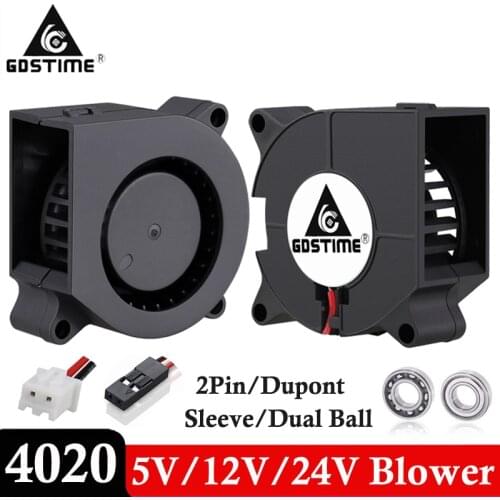 2PCS Gdstime 40mm 4020 3D Printer Cooling Blower Fan 5V 12V 24V 40x40x20mm 40*20MM 4cm Ball Bearing DC Turbo Blower Radial Fans