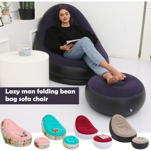 2pcs/Set Lazy Inflatable Sofa Outdoor Beach Bed Furniture Home Lounger Seat comfortable flocking single sofa chair pile coating