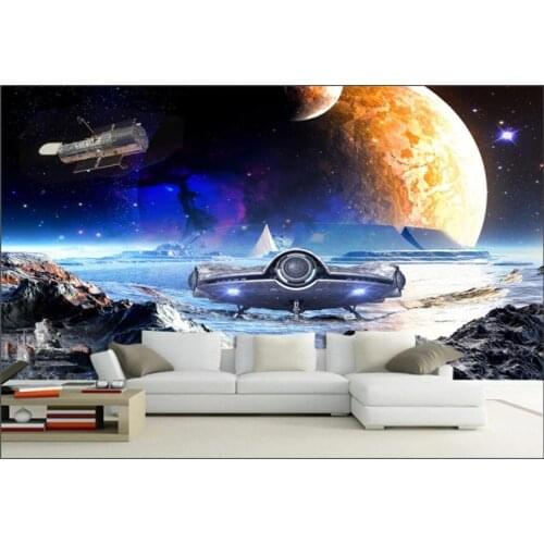3d wall murals wallpaper for room Space universe flying saucer sci-fi background wall home decor photo wallpaper for walls 3 d