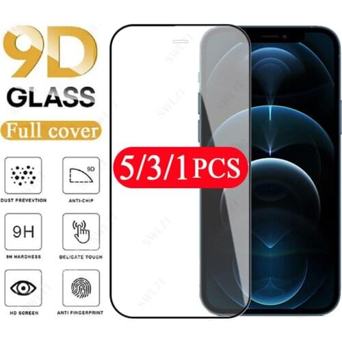 5/3/1Pcs Full Cover for IPhone 7 8 Plus 11 Pro 12 Mini X XS Max XR SE 2020 Tempered Glass Phone Screen Protector Protective Film