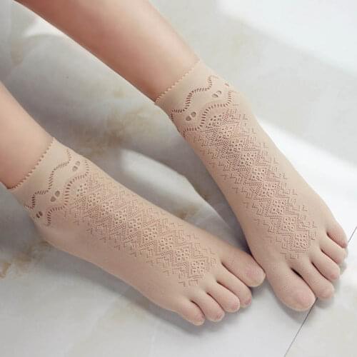 5 Pairs Five Finger Socks Summer Thin Womens 5 Finger Lace Socks With Separate Toes