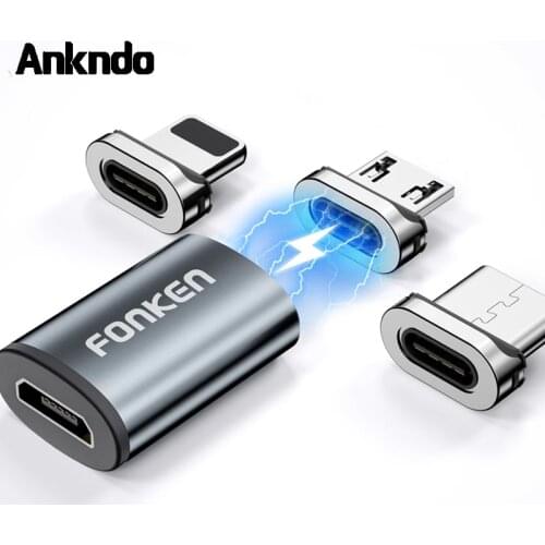 ANKNDO Micro Usb Type C Magnetic Cable Adapter 3 In 1 PUsb C Female To Male Converter Magnet Charging Tip Connector For phone