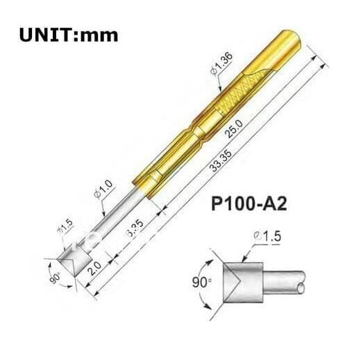 FREE SHIPPING 100PCS/LOT P100-A2 Dia 1.36mm 180g Spring Test Probe Pogo Pin