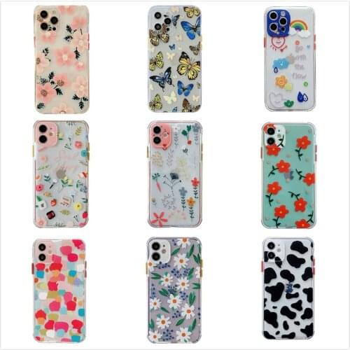 Flower Phone Case for IPhone 12 11 Pro XS Max Case Soft Protection Transparent Cover for IPhone 12 Mini XR 7 8 Plus SE 2020 Case