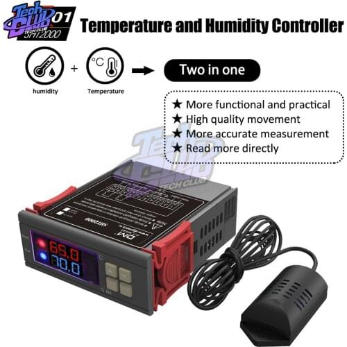 AC 110V 220V Digital Temperature Humidity Controller Home Fridge Thermostat Humidistat Thermometer Hygrometer With NTC Sensor