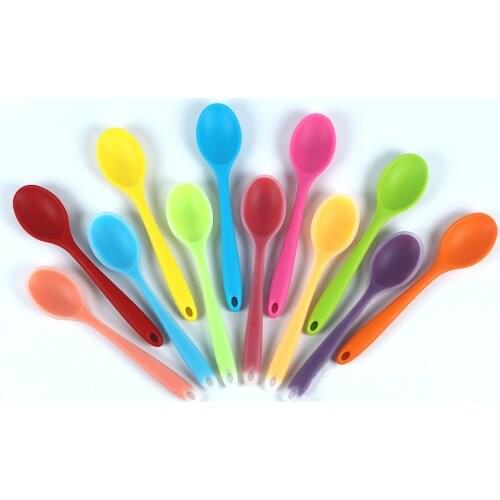 Colorful Mini Silicone Spoon Ladle Scoop Heat Resistant Spoons Kitchenware Cooking Tools Utensil Random Color