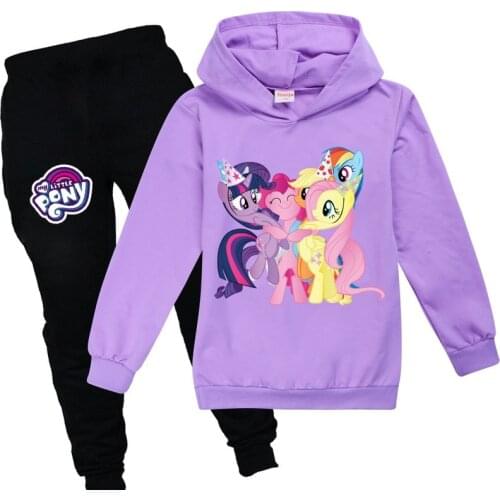 Childrens 3-14Y Sportswear Hoodie T-Shirt My Pony Little Girl Long Sleeve Spring Autumn Winter Casual Cotton Cartoon Suit