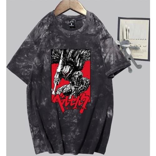 Berserk Anime T-shirt Short Sleeve O-neck Casual Tie Dye Man Woman Cloth