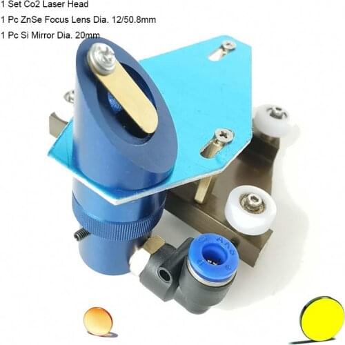 K40 CO2 Laer Head with Fix Plate Carriage Engraving Cutiing Machine Lens Dia 12mm Znse Focal Length 50.8mm Si Mo Mirror 20mm