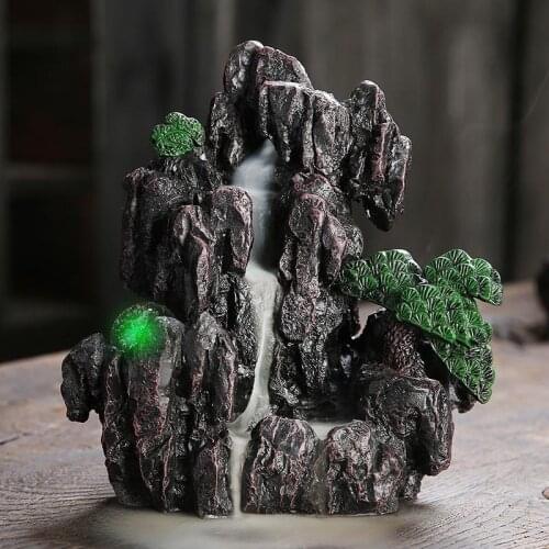 Mountain Incense Burner Holder Buddhist Decor Waterfall Smoke Burner Censer Mountain Holder Resin Handcrafts Home Decoration