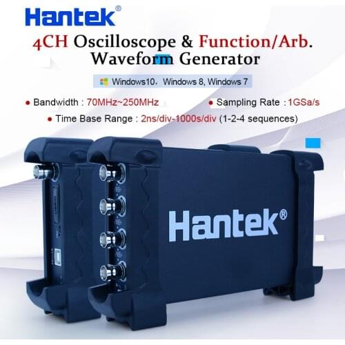 Hantek 6254BD PC Handheld Oscilloscope Digital 4Channels 250MHz USB Oscillograph with 25MHz Signal Generator Osciloscopio
