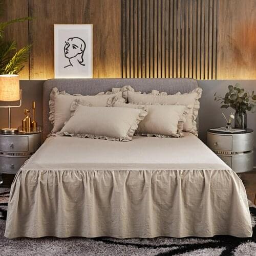 Cotton Bedspread Bed Skirt Non-Slip Bed Cover Pure Cotton Bed Sheet Skirt Princess Girl Style