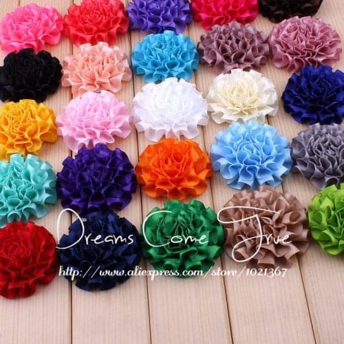 50pcs/lot 5.5CM 25Colors Newborn Artificial Ribbon Fabric Flowers For Headbands Handmade Satin Hair Flower For Hair Accessories