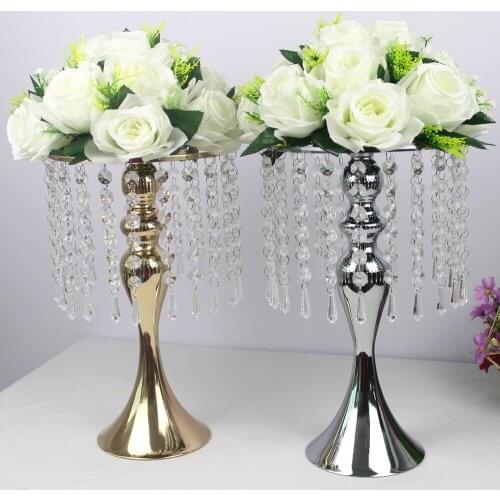 Exquisite Flower Vase Twist Shape Stand Golden/ Silver Wedding/ Table Centerpiece 52 CM Tall Road Lead Home Decor