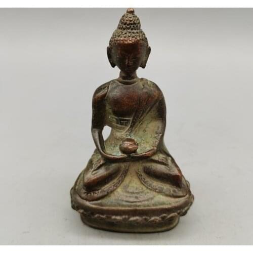CHINA antique brass fengshui buddha Statue Metal crafts family decor Ornaments
