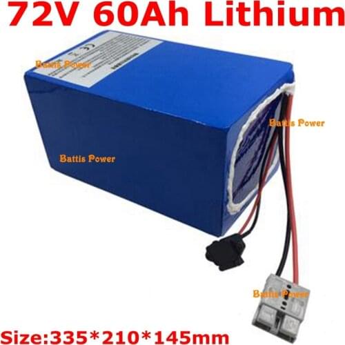 Lithium Ion Battery Pack 72V 60Ah with BMS for 5000W Motorcycle Ebike Electric Scooter Energy Storage Golf Trolley+10A Charger