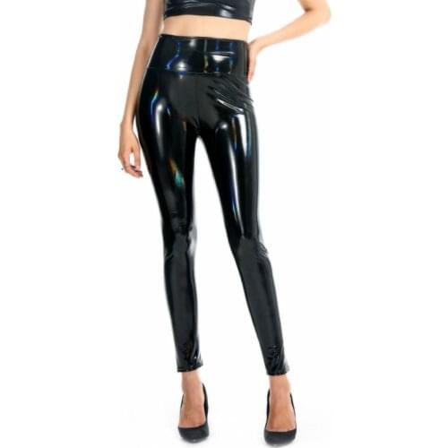 Fashion Women PU Leather Legging Pants Skinny Elastic High Waist Lady Legging Slim Fitness Ankle Faux Leather Pants Sexy Leggins