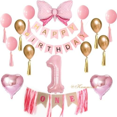 Boy/Girl 1 Birthday Decoration Balloons One Year Birthday Baloon One Year Old Decorations Ball 1st Ballon Unirocn Globos