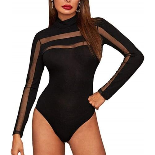 Goocheer New Arrival Hot Womens Sexy Mesh Bodysuit Leotard Romper Ladies Bodycon Slim Club Wear Jumpsuit Playsuit