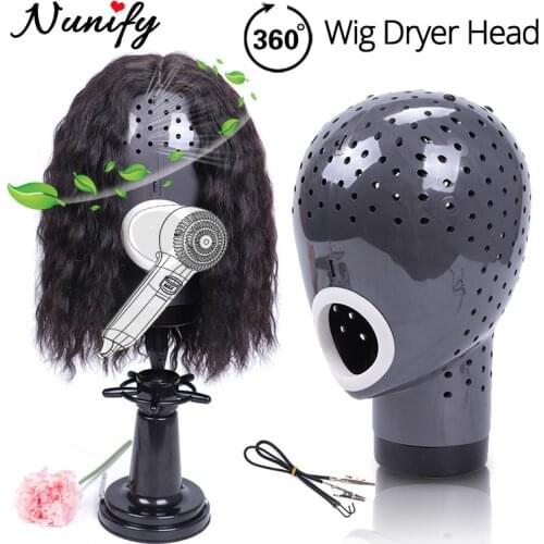 Nunify Black Mannequin Head Wig Dryer Holes Special Heat Resistant Hair Stand To Dry Natural Hair Lace Front Wigs