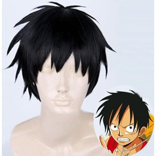 Monkey D. Luffy Black Short Cosplay Wig Heat Resistant Synthetic Hair Cosplay Wigs + Wig Cap