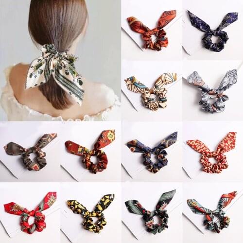 New Chiffon Bowknot Silk Hair Scrunchies Women Pearl Ponytail Holder Hair Ties Hair Rope Rubber Bands Girls Hair Accessories