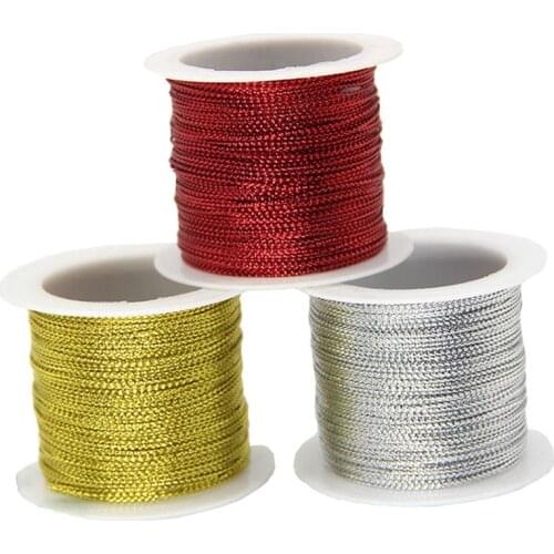 20M Gold Silver Polyester Tag Cords Rope Wedding Birthday Accessories Glitter Onions Line Gift Wrapping Garment Sewing Supplies