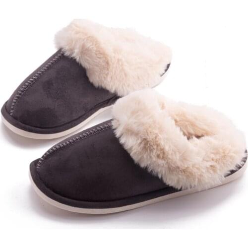 2020 Winter Indoor Bedroom Slippers Men Women Soft Comfort Warm Slides With Fur Fashion Home Shoes Family Closed Toe Sandals