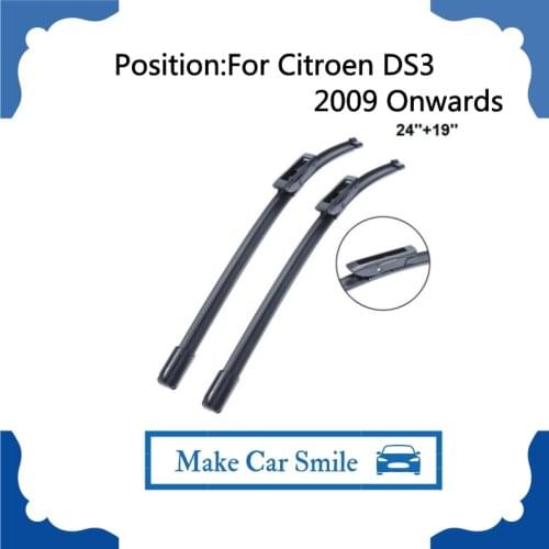 Wiper Blade For Citroen DS3 24''+19'' 2 Pieces Windscreen 2009 Onwards Natural Rubber Car Accessories