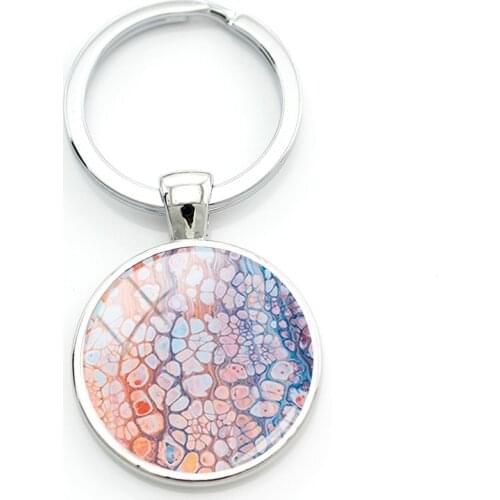 TAFREE Cute Bubbles In Water Art Photos Keychain Gradual Change Liquid Pattern Key Chains Round Glass Jewelry For Kids