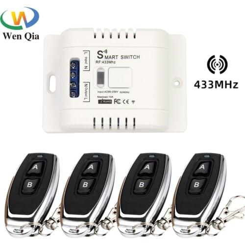 Universal Wireless Smart Remote Control Switch AC 90~220V 10A 1CH 433Mhz RF Relay Receiver and Transmitter for LED/Light/Lamp