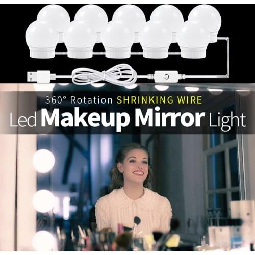 USB LED 12V Makeup Lamp Wall Light Beauty 2 6 10 14 Bulbs Kit For Dressing Table Stepless Dimmable Hollywood Vanity Mirror Light