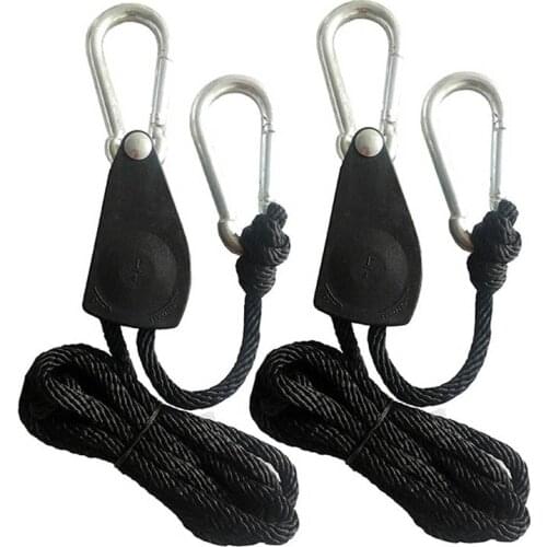 1 Pair 300lbs 1/4 Inch Adjustable Lanyard Hanging For Tent Fan Grow Plant Lamp Rope Ratchet Hanger Pulley Lifting Pulley Hook