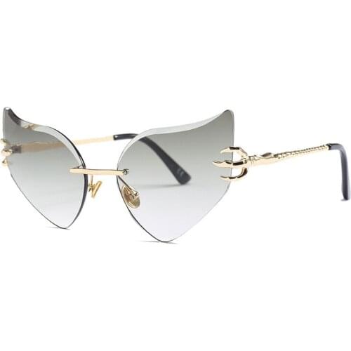 Veshion Cat Eye Sunglasses Men Women Rimless Fashion Alloy Paw Shades UV400 Vintage Glasses Oculos