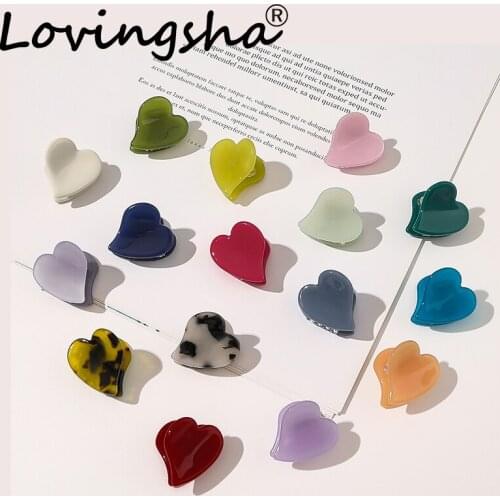 LOVINGSHA Heart-Shaped Women Hair Accessories Girl Candy Color Hair Claws Female Hair Crab Ladies Ponytail Hair Holder FC254