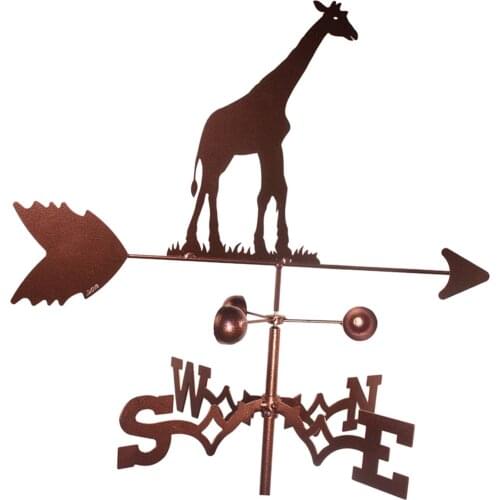 Iron Farm Retro Scene Weather Vane with Giraffe Measuring Tool Yard Decor