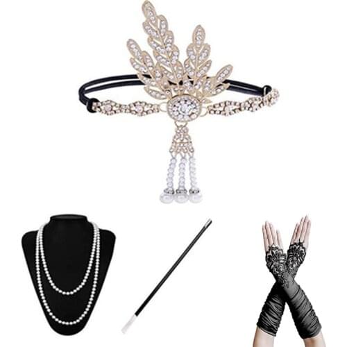 Cosplay Costumes 1920s Great Gatsby Accessories Set for Women Costume Flapper Headpiece Headband Drop Shipping