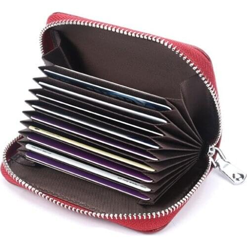 Women Mini Wallet Coin Purse Multi-Cards ID Holders Genuine Leather Anti-theft Wallets