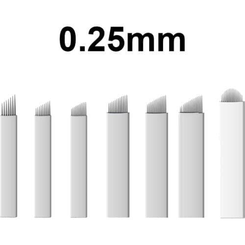 100pcs White 0.25mm Microblading Needles 7 9 12 11 14 Flex for Permanent Makeup Tattoo Needle Manual Eyebrow Blades